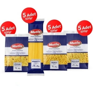 Mutlu Makarna 500 gr Karma Kutu 5 Paket Spagetti - 5 Paket Burgu - 5 Paket İnce Kesme - 5 Paket Fiyonk