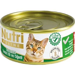 Nutri Feline Grain Free Tuna Pate with Chicken and Liver Adult Cat Tahılsız Ton Balıklı,Tavuk Etli ve Ciğerli Yetişkin Kediler İçin Yaş Kedi Maması 85gr