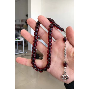 Küçük Boy Koyu Kırmızı Tekerlek Kesim Toz Kehribar Tesbih