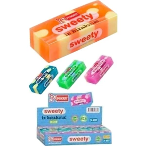 Renkli Silgi Sweety Silgi Orta Boy Mikro Silgi Yumuşak 4 Adet Yumuşak Silgi