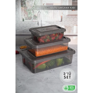 Aes Home Infinity Çok Amaçlı Kilitli Saklama Kabı Antrasit 1.5 Lt x 1 Adet - 3 Lt x 1 Adet -6 Lt x 1 Adet(3 'lü Set)