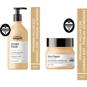 L'Oréal Paris Serie Expert Absolut Repair Onarıcı Şampuan 500 ml + Serie Expert Absolut Repair Maske