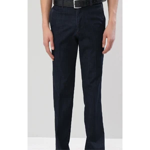 Erkek Siyah Klasik Kesim Yandan Cepli Kot Pantolon