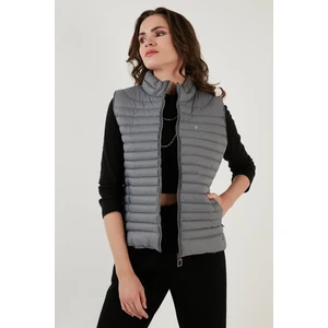 Slim Fit Dik Yaka Cepli Şişme Yelek Bayan Yelek 497TAMARA