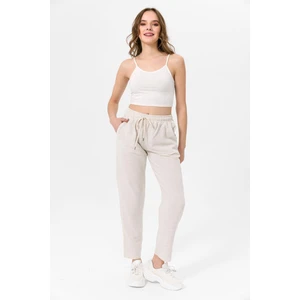 Kadın Beli Lastikli Keten Pantolon