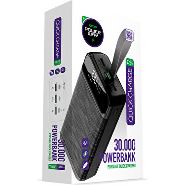 Powerway  Pd 22.5W 30.000 Mah 3.0 Hızlı Şarj (Gerçek 30.000 Mah ) QC30