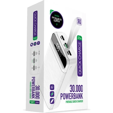 Powerway Pd 22.5W 30.000 Mah 3.0 Hızlı Şarj (Gerçek 30.000 Mah ) QC30