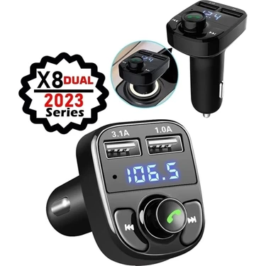 Cadde Outlet Car X8 Araç Fm Transmitter 5.0 Bluetooth Araç Kiti USB Mp3 Sd Kart Çakmaklık Girişli