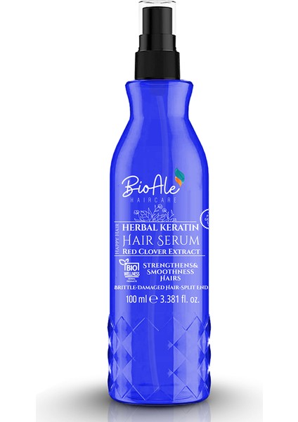 ,Güçlendirici ve Elektriklenme Karşıtı Saç Serumu Bitkisel Keratin + Kırmızı Yonca Özü 100 ml