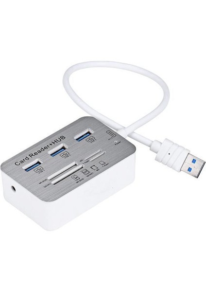 Ms Sd M2 Tf Çoklu Bir Arada Kart Okuyuculu 3 Bağlantı Noktalı Alüminyum USB 3.0 Hub (Yurt Dışından)