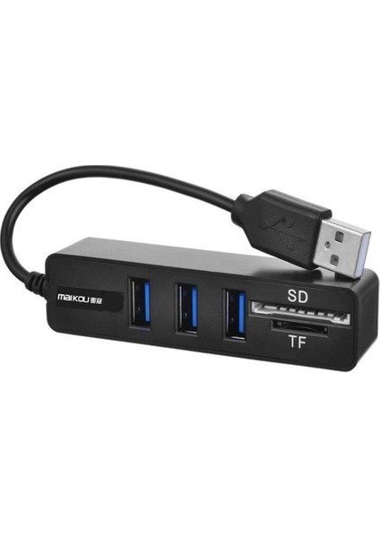 Maikou USB Ayırıcı Yüksek Hızlı USB 3.0 Hub Güvenlik Dijital Kart Tf Okuyucu (Yurt Dışından)