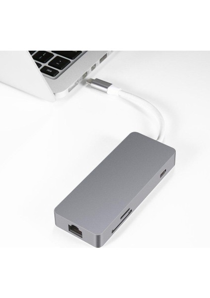 Fu 7'si 1 Arada USB Type - C Hub, Lan Bağlantı Noktalı Type - C - HDMI Tf Kart Okuyucu USB 3.0 Hub - Gri (Yurt Dışından) fiyatları