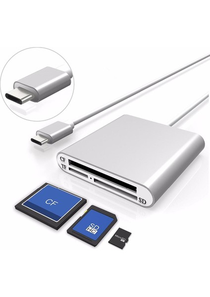 Bakeey USB 3.0 Tip C Yüksek Hızlı Cf Sd Tf Mikro Sd Kart Mikro Sd Akıllı Hafıza Kartı Okuyucu Otg Adaptörü (Yurt Dışından)