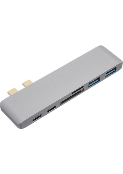 6 In 1 Type - C Hub Adaptörü 2 USB 3.0 Sd Tf Kart Okuyucu Macbook Gray İçin Şarj (Yurt Dışından)