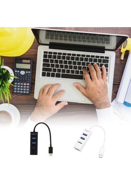 Fu 3 Bağlantı Noktalı USB C Hub C Tipi Ayırıcı, Dizüstü Bilgisayar Aksesuarları İçin Tf Kart Okuyuculu - Siyah (Yurt Dışından)