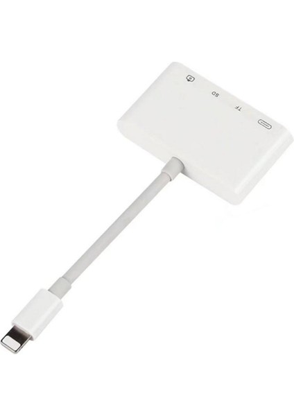 4'ü 1 Arada Lightning - USB Kamera Adaptörü Sd/Tf Kart Okuyucu USB 3.0 Otg Kablosu Malzeme: Plastik (Yurt Dışından)
