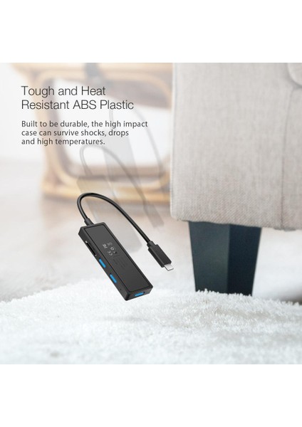 Blitzwolf Bw - Th4 5'i 1 Arada Tip - C'den 3 Bağlantı Noktalı USB 3.0 Sd Tf Kart Okuyucu Veri Merkezi Siyah (Yurt Dışından)