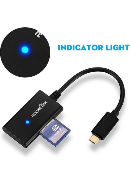 Loveliness Rocketek Type - C 4 Port Sd Kart Tf Hafıza Kartı Okuyucu Xiaomi Cep Telefonu İçin Otg (Yurt Dışından)