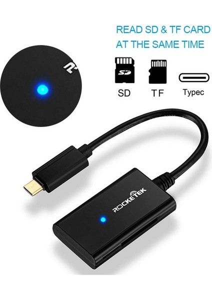 Loveliness Rocketek Type - C 4 Port Sd Kart Tf Hafıza Kartı Okuyucu Xiaomi Cep Telefonu İçin Otg (Yurt Dışından)
