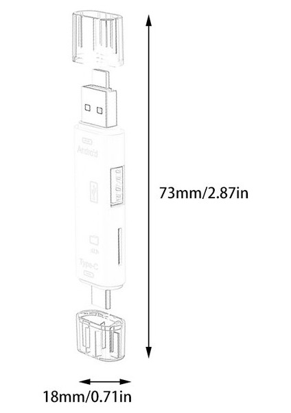 Te 5 In 1 Type - C Kart Okuyucu Mikro USB Type - C Otg Flash Sürücü Adaptör Konnektörü (Yurt Dışından)