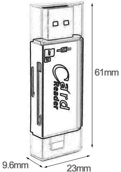 Te 2'si 1 Arada USB 3.0 Otg Kart Okuyucu Çok Işlevli Güvenli Dijital Kart Tf Kart Okuyucu (Yurt Dışından)