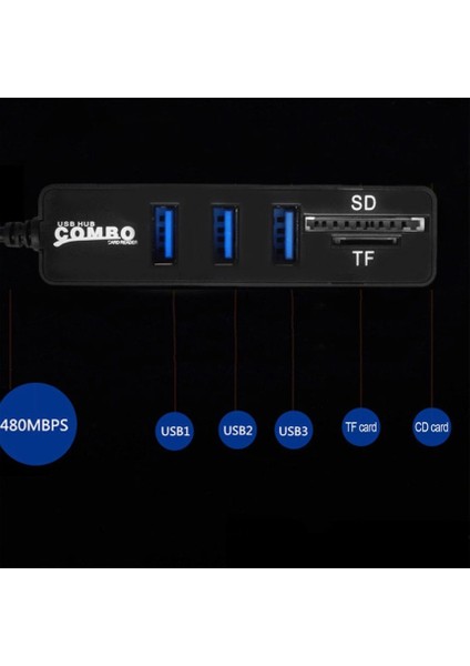 Te Mikro USB Hub 2.0 Çoklu USB Bağlantı Noktaları Combo Sd/Tf Kart Okuyucu Hub USB Ayırıcı (Yurt Dışından) fiyatları