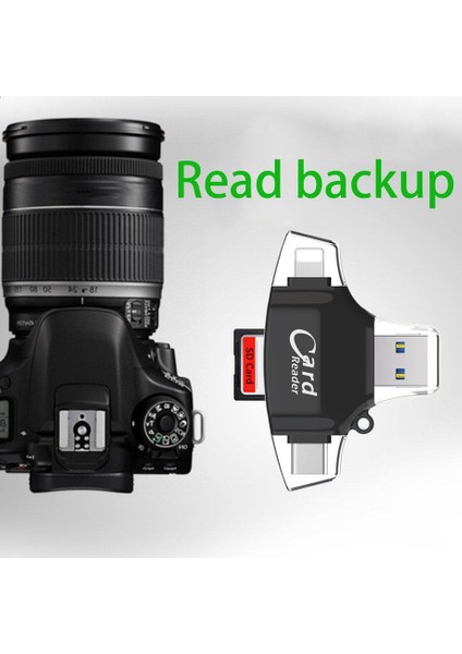 4'ü 1 Arada Cep Telefonu Kart Okuyucu Type - C USB Konektörü Otg Hub Adaptörü Tf Kartı (Yurt Dışından)