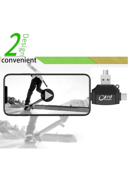4'ü 1 Arada Cep Telefonu Kart Okuyucu Type - C USB Konektörü Otg Hub Adaptörü Tf Kartı (Yurt Dışından)