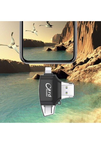 4'ü 1 Arada Cep Telefonu Kart Okuyucu Type - C USB Konektörü Otg Hub Adaptörü Tf Kartı (Yurt Dışından)