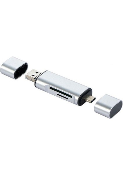 5 - N - 1 Cep Telefonu Adaptörü Tip C / USB / Mcro - USB Sd Tf Hafıza Kartı Okuyucu, USB Dişi Arayüzlü Bilgisayar Supples Slver (Yurt Dışından)