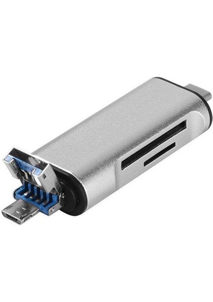 5 - N - 1 Cep Telefonu Adaptörü Tip C / USB / Mcro - USB Sd Tf Hafıza Kartı Okuyucu, USB Dişi Arayüzlü Bilgisayar Supples Slver (Yurt Dışından)