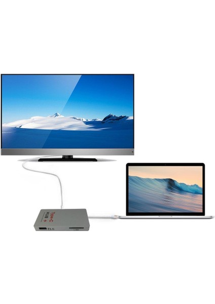 Ef 4'ü 1 Arada USB - C Hub + USB 3.0 Type - C Type - C Kart Okuyucu 4K HDMI Dönüştürücü (Yurt Dışından)