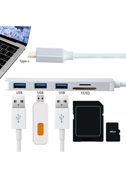 Tipi USB 3.0 - 3xusb 3.0 5in1 Hub Adaptörü Bilgisayar İçin Sd Tf Kart Okuyucu (Yurt Dışından)