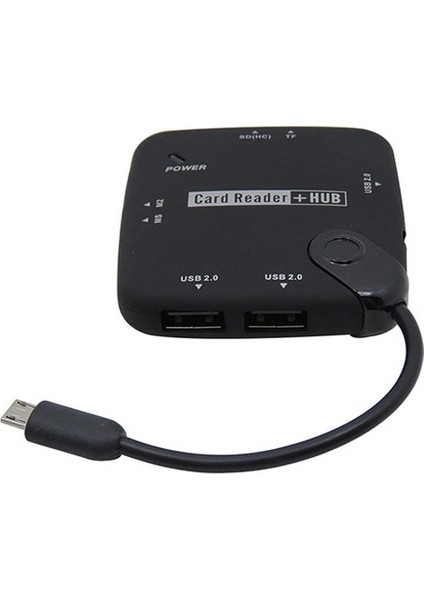 Port USB 2.0 Hub Şarj Cihazı ile 4 Port Tf Kart Kart Okuyucu Siyah (Yurt Dışından)