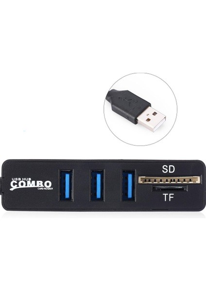 Ef USB 2.0 Hub Konektörü, Tf Kart Bağlantı Noktalarını Destekler Adaptör Genişletici Okuyucu (Yurt Dışından) fiyatları