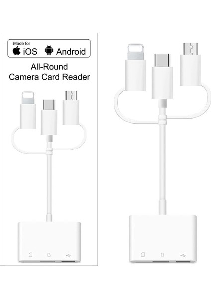Kart Okuyucu Çok Fonksiyonlu Üçü Bir Arada Mikro USB Otg Combo Kart Okuyucu Alüminyum Alaşımlı USB Hub'ları (Yurt Dışından)