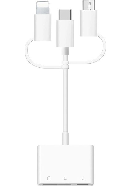 Kart Okuyucu Çok Fonksiyonlu Üçü Bir Arada Mikro USB Otg Combo Kart Okuyucu Alüminyum Alaşımlı USB Hub'ları (Yurt Dışından) fiyatları