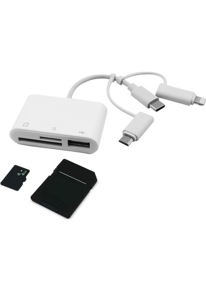Kart Okuyucu Çok Fonksiyonlu Üçü Bir Arada Mikro USB Otg Combo Kart Okuyucu Alüminyum Alaşımlı USB Hub'ları (Yurt Dışından) fırsatları