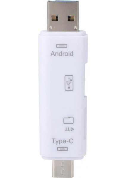 Type - C 3.1 Pc ve Telefon İçin Çok Işlevli USB 2.0+Microusb Kart Okuyucu + Hub (Yurt Dışından)