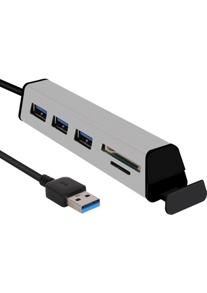 Alüminyum Alaşımlı USB 3.0 - 3 Bağlantı Noktalı USB 3.0 Hub Tf/ Sd Kart Okuyucu, Gizli Telefon Desteği - Gümüş (Gümüş) (Yurt Dışından) modelleri