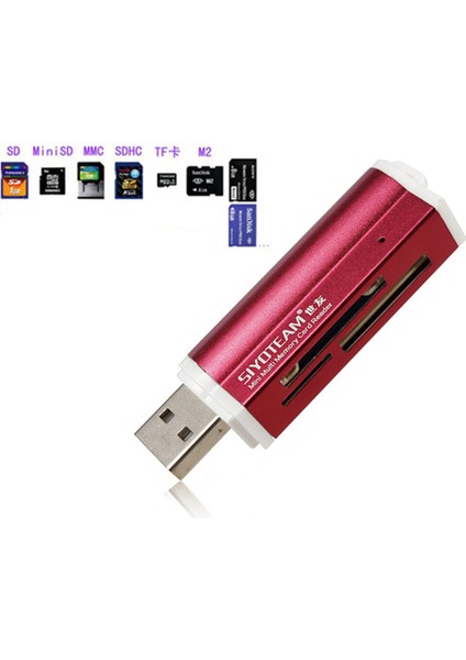 Adet Taşınabilir USB 2.0 Hepsi Bir Arada Mikro Sd M2 Tf Mmc Sdhc Ms Hafıza Kartı Okuyucu Yeni - Kırmızı (Yurt Dışından) fiyatları