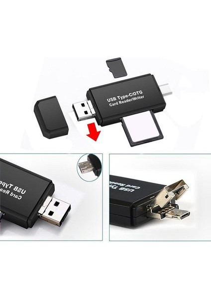 Android Cihazlar İçin 3'ü 1 Arada Kart Okuyucu Çok Işlevli Kart Okuyucu USB 2.0 Cep Telefonu Otg Kart Okuyucu Yüksek Hızlı Dönüştürücü (Yurt Dışından)