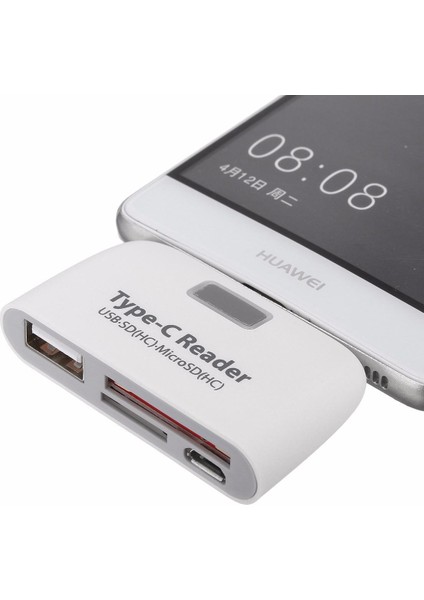 3IN1TYPE C USB - C USB 2.0 Tf Mikro Sd Otg Kart Okuyucu Macbook Telefon Tablet Beyaz (Yurt Dışından)