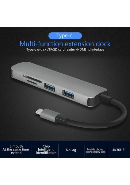 5'i 1 Arada USB 3.0 Dört Bağlantı Noktalı Mikro Adaptör Hub Kart Okuyucu Mikro USB Otg Combo (Yurt Dışından)
