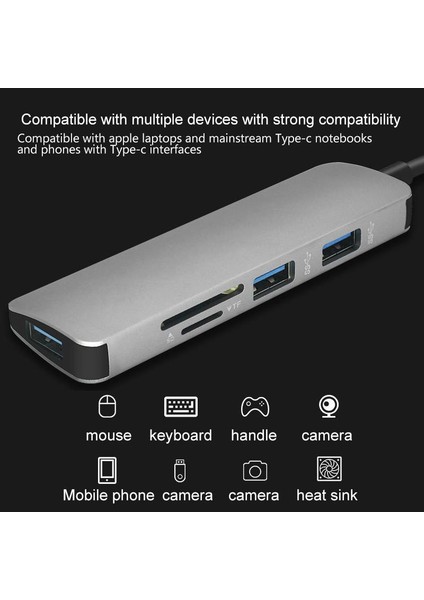 5'i 1 Arada USB 3.0 Dört Bağlantı Noktalı Mikro Adaptör Hub Kart Okuyucu Mikro USB Otg Combo (Yurt Dışından)
