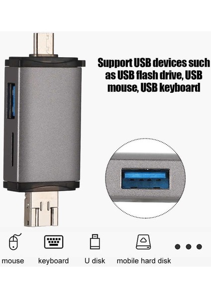 Kart Okuyucu Type - C/usb /microusb Çıkışı Tf Kartı/bellek Kartı(Hc)/mmc İçin Çok Işlevli (Yurt Dışından)