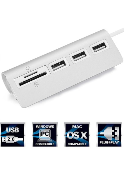 Windows 98SE/ME/2000/XP İçin USB 2.0 Hub Çok Bağlantı Noktalı Yüksek Hızlı Splitter Sd/Tf Kart Okuyucu (Yurt Dışından) fiyatları
