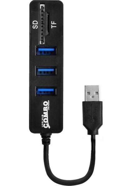 USB Hub Combo 3 Bağlantı Noktalı Yüksek Hızlı USB 2.0 Hub Ayırıcı 2'si 1 Arada Sd/Tf Kart Okuyucu (Yurt Dışından)