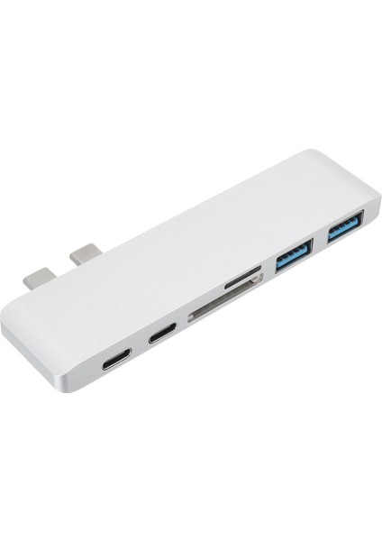 6 In 1 Type - C Hub Adaptörü Macbook Beyaz İçin 2 USB 3.0 Sd Tf Kart Okuyucu Şarjı (Yurt Dışından)