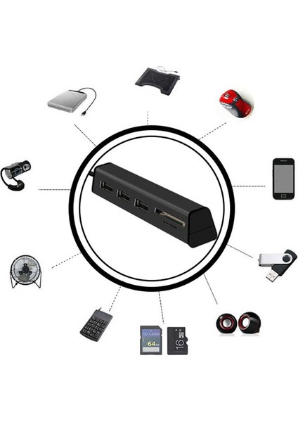 Te USB 2.0 Hub Alüminyum Çoklu Bir Arada Kart Okuyucu Hub ile Cep Telefonu Standı (Yurt Dışından)